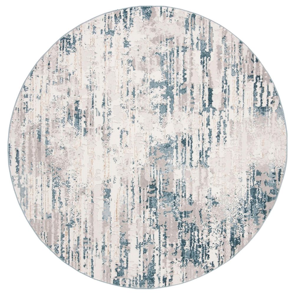 Safavieh Vogue VGE145A 6"7" Round Cream and Teal Area Rug, , large
