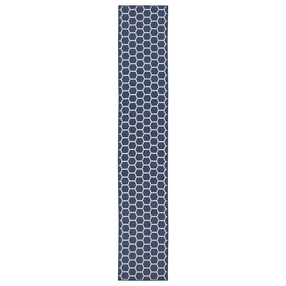 Nourison Twist Reversible 2"2" x 10" Navy Indoor/Outdoor Runner, , large