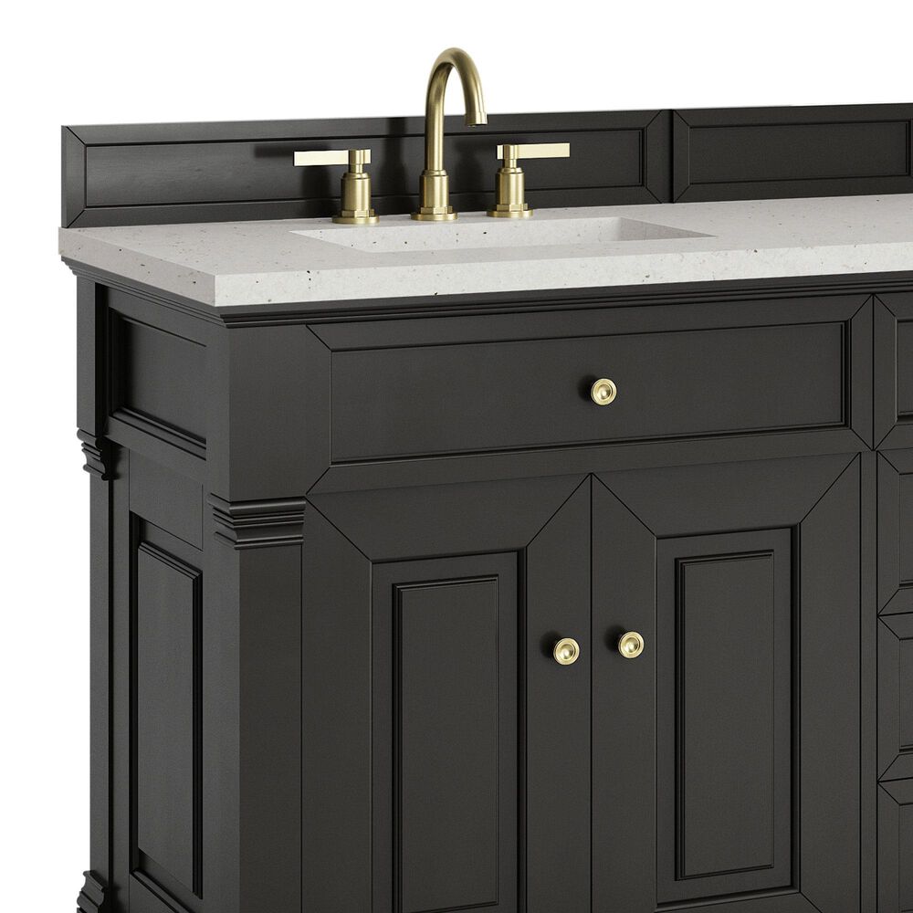 James Martin Vanities Brookfield 72&quot; Double Bathroom Vanity in Black Onyx with 3cm Lime Delight Quartz Top and Rectangular Sinks, , large