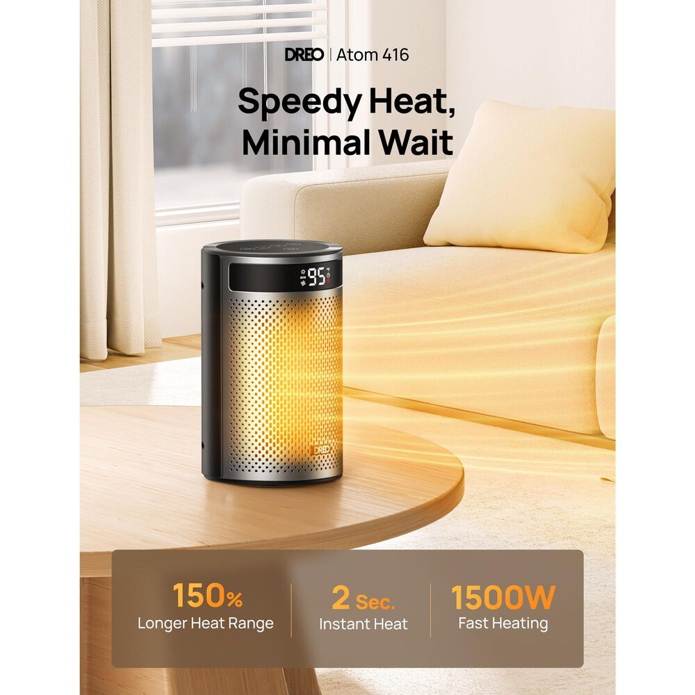 DREO Atom Ceramic Electric Space Heater in Black, , large