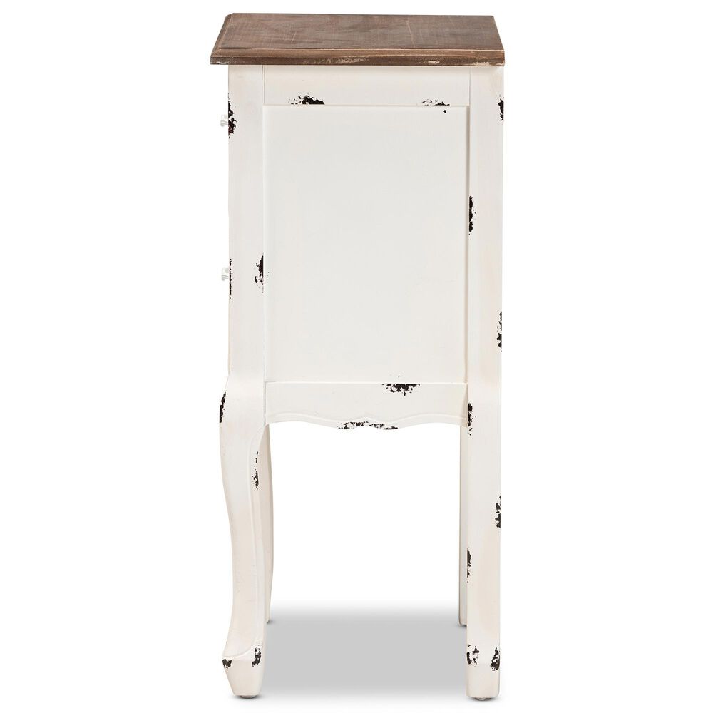 Baxton Studio Levron 2-Drawer End Table in Walnut Brown and Antique White, , large