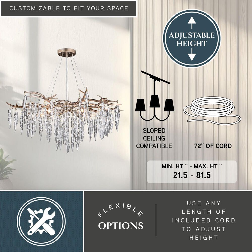 Vaxcel Rainier 5-Light Chandelier in Silver Mist, , large