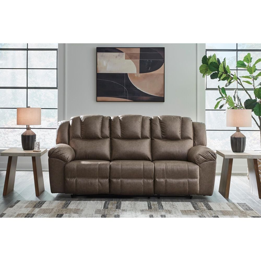 Ashley Lowilla Manual Reclining Sofa in Driftwood, , large