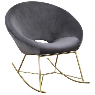 Tov Furniture Nolan Velvet Rocker Chair in Grey, , large