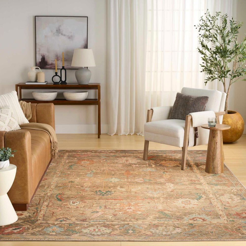 Nourison Vintage Washables Taupe and Multicolor 5'3" x 7'3" Area Rug, , large