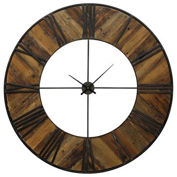 Flair Industries Metal and Wood Wall Clock in Brown, , large