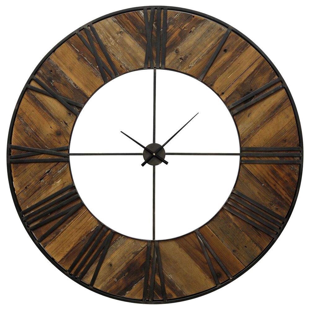 Flair Industries Metal and Wood Wall Clock in Brown, , large