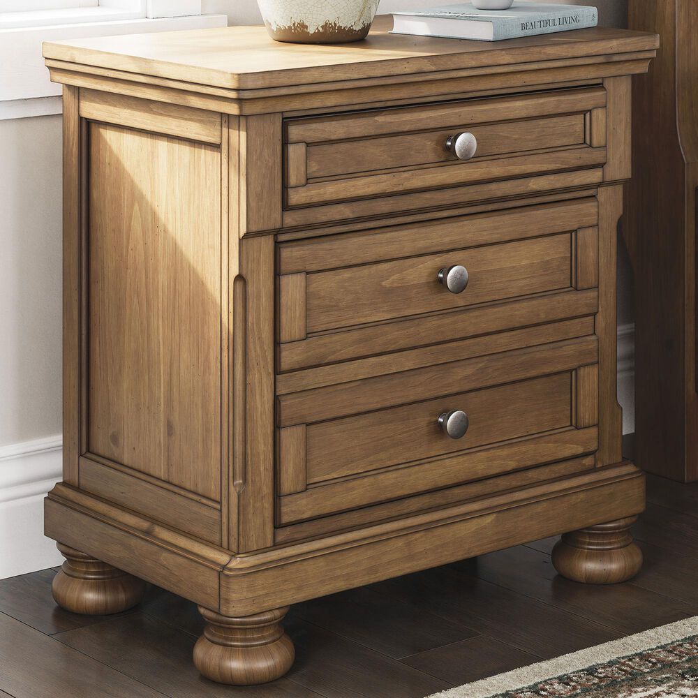 Ashley Feddinger 3-Drawer Nightstand in Chestnut Brown, , large