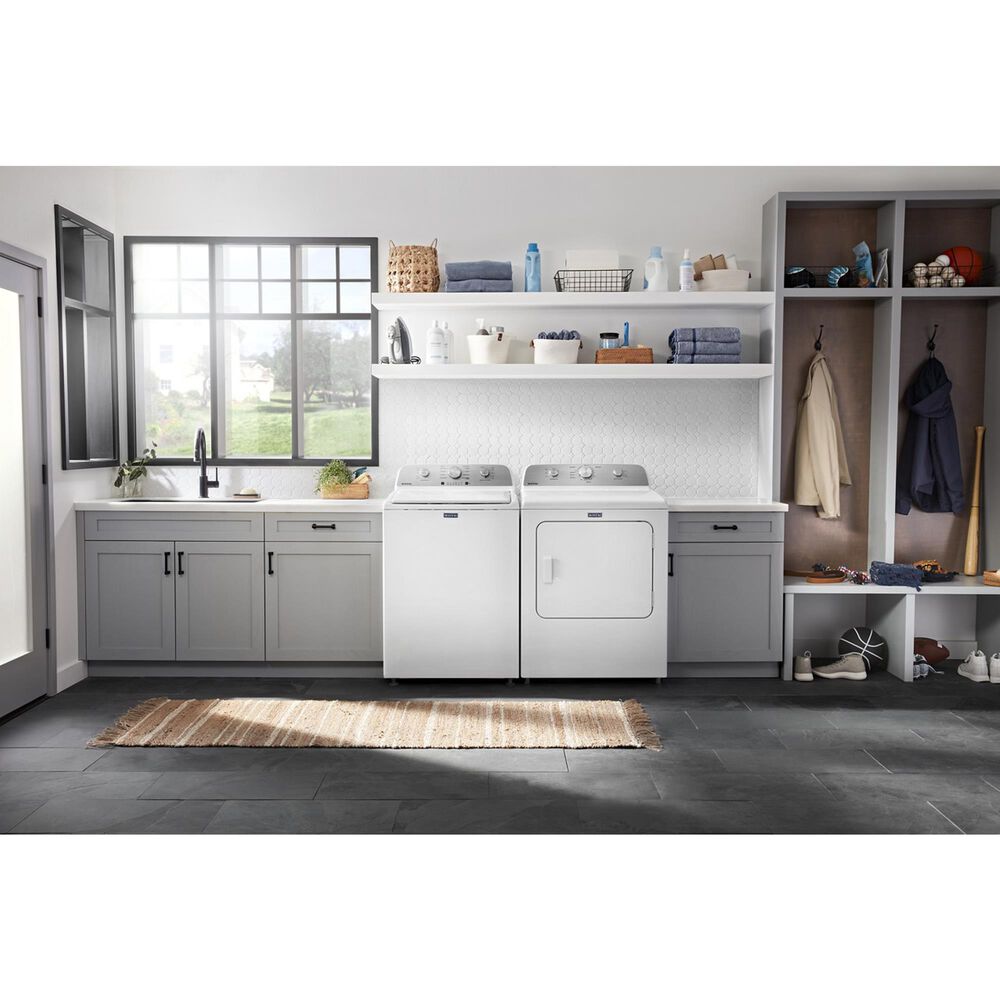 Maytag 4.2 Cu. Ft. Top Load Agitator Washer and 7.0 Cu. Ft. Electric Wrinkle Prevent Dryer Laundry Pair in White, , large
