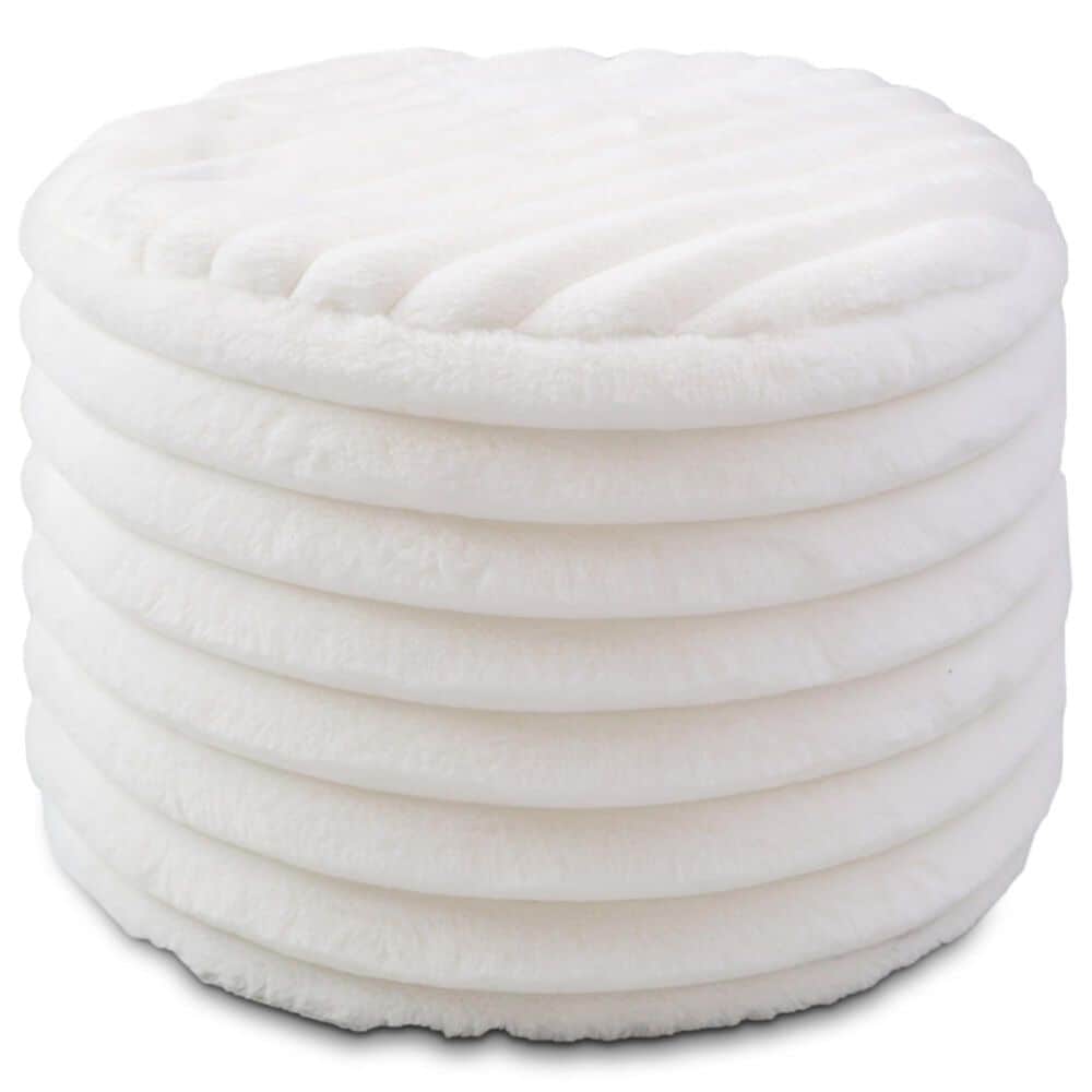 Jaxx Paran Round Ottoman in Mondo White, , large