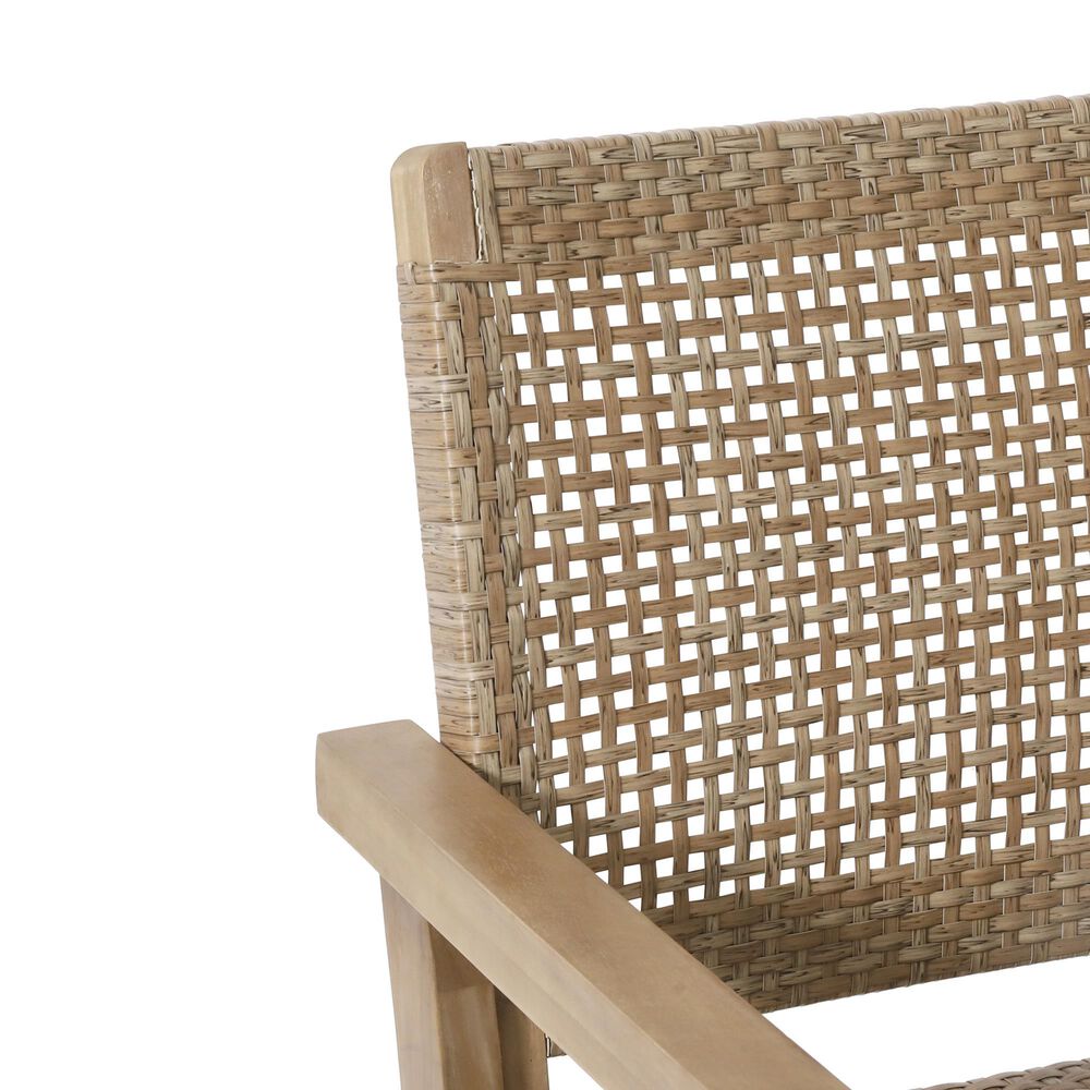 Hearth and Haven Outdoor Wood and Flat Wicker Club Chair in Light Brown (Set of 2), , large