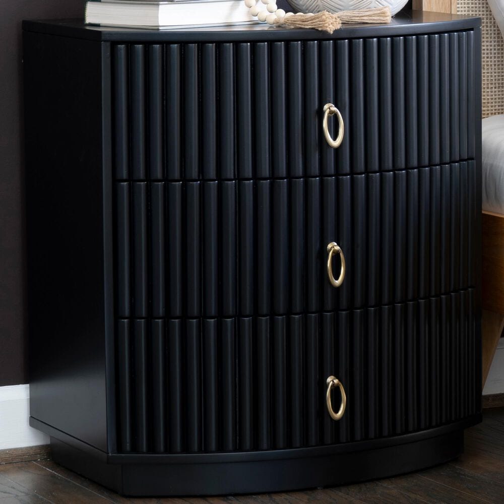 Linon Home Decor Chantel 3-Drawer Nightstand in Black, , large