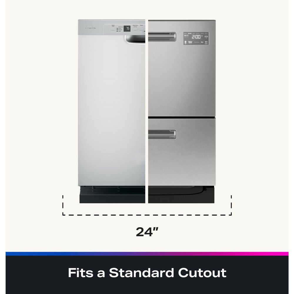 GE Profile 24&quot; Dishwasher Double Drawer in Stainless Steel, , large