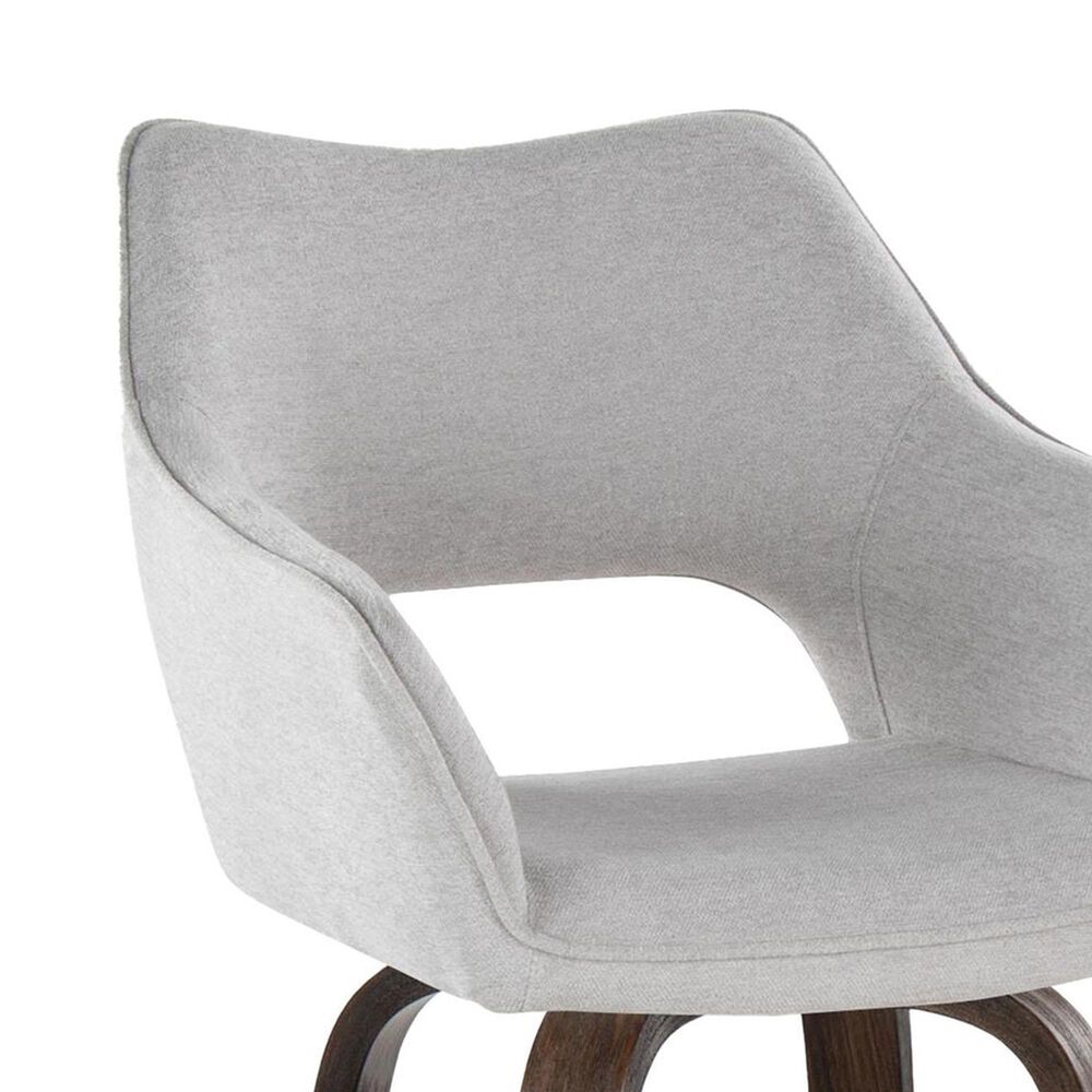 LumiSource Mustang 26" Swivel Counter Stool with Grey Fabric Upholstery in Glazed Walnut and Black (Set of 2), , large
