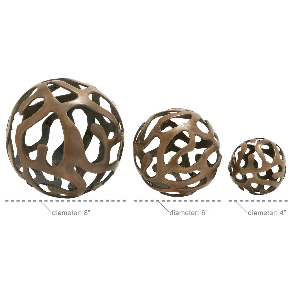 Maple and Jade 3-Piece Geometric Decorative Sculpture Set in Brass, , large
