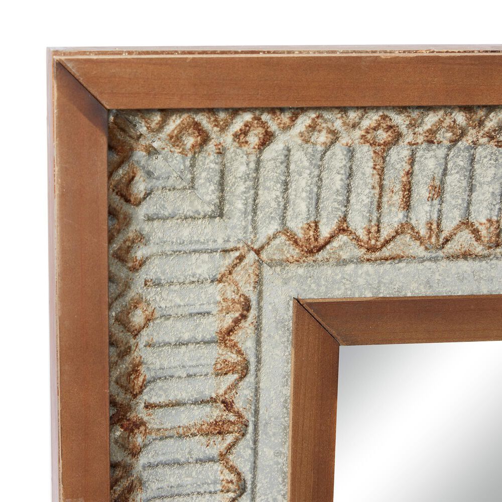 Maple and Jade 29&quot; x 39&quot; Wall Mirror in Distressed Grey and Brown, , large