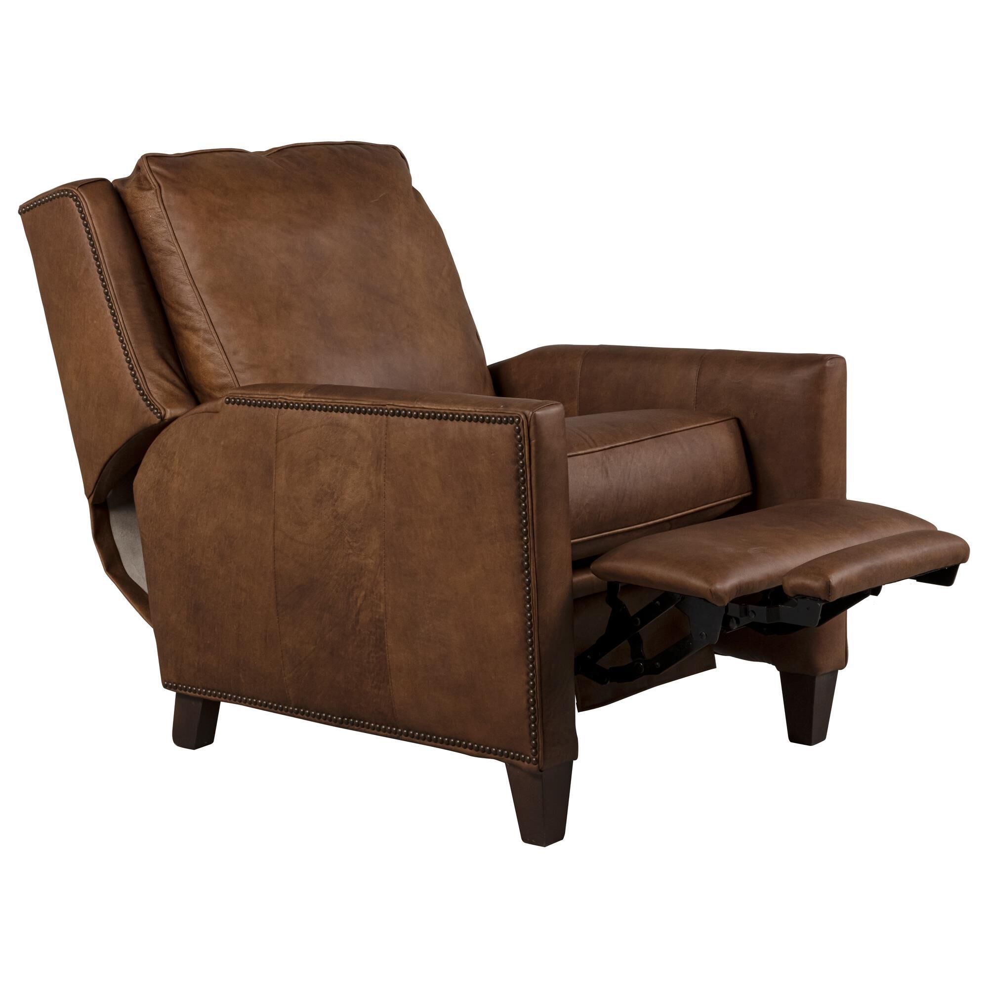 Smith Brothers Leather Push Back Recliner in Caramel Brown NFM