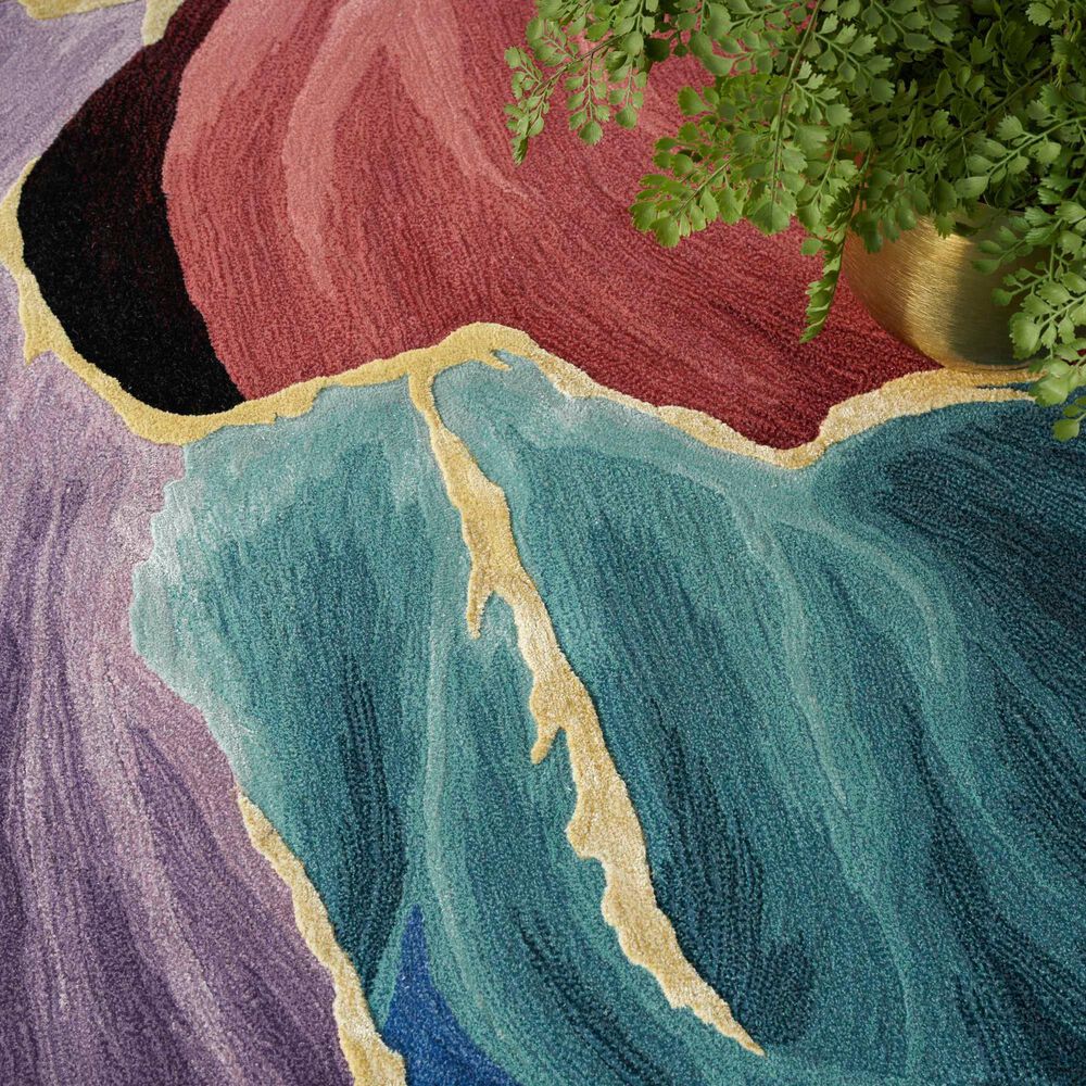 Nourison Prismatic 3&#39;9&quot; x 5&#39;9&quot; Black, Purple, Blue and Red Area Rug, , large