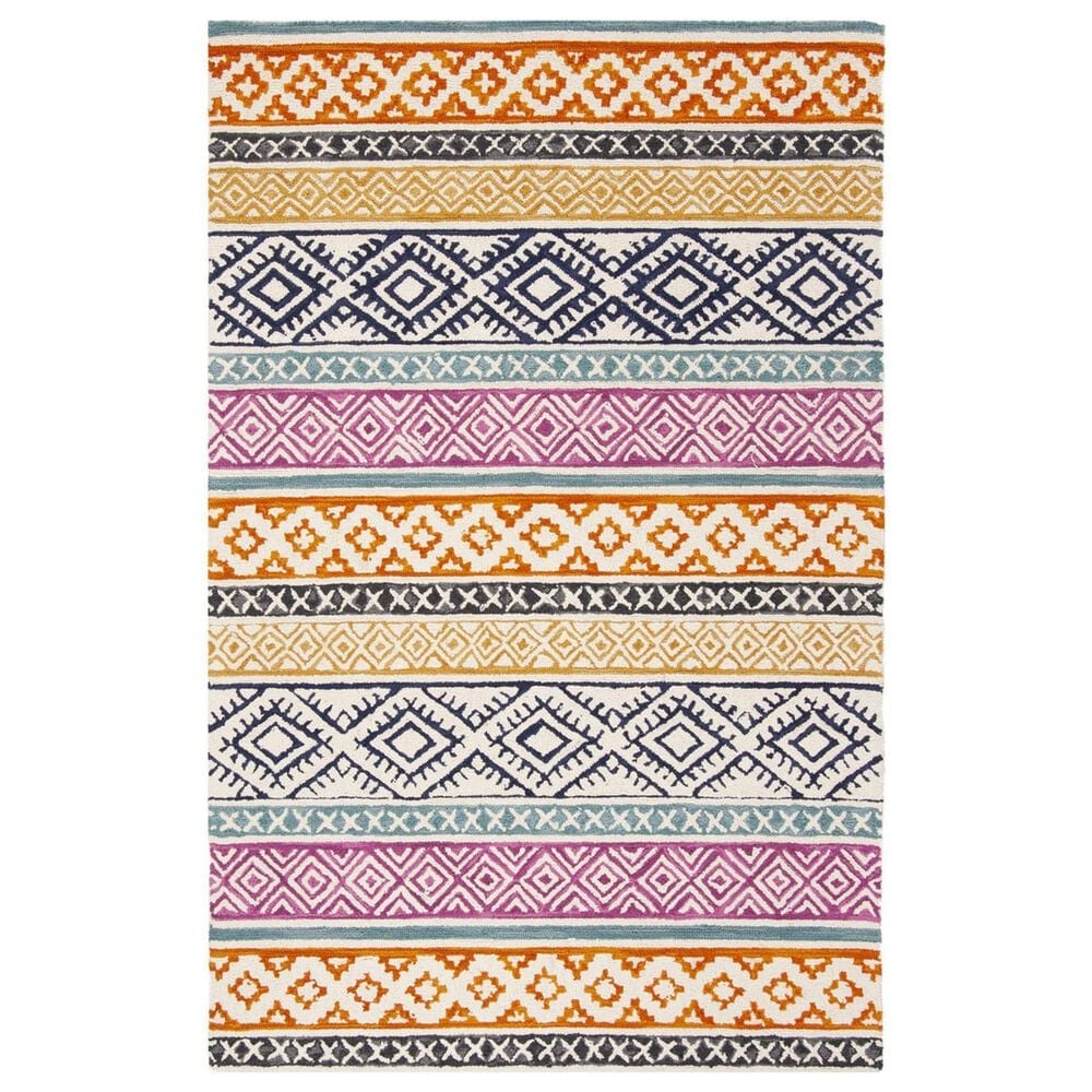 Safavieh Micro-Loop 5" x 8" Ivory and Rust Area Rug, , large