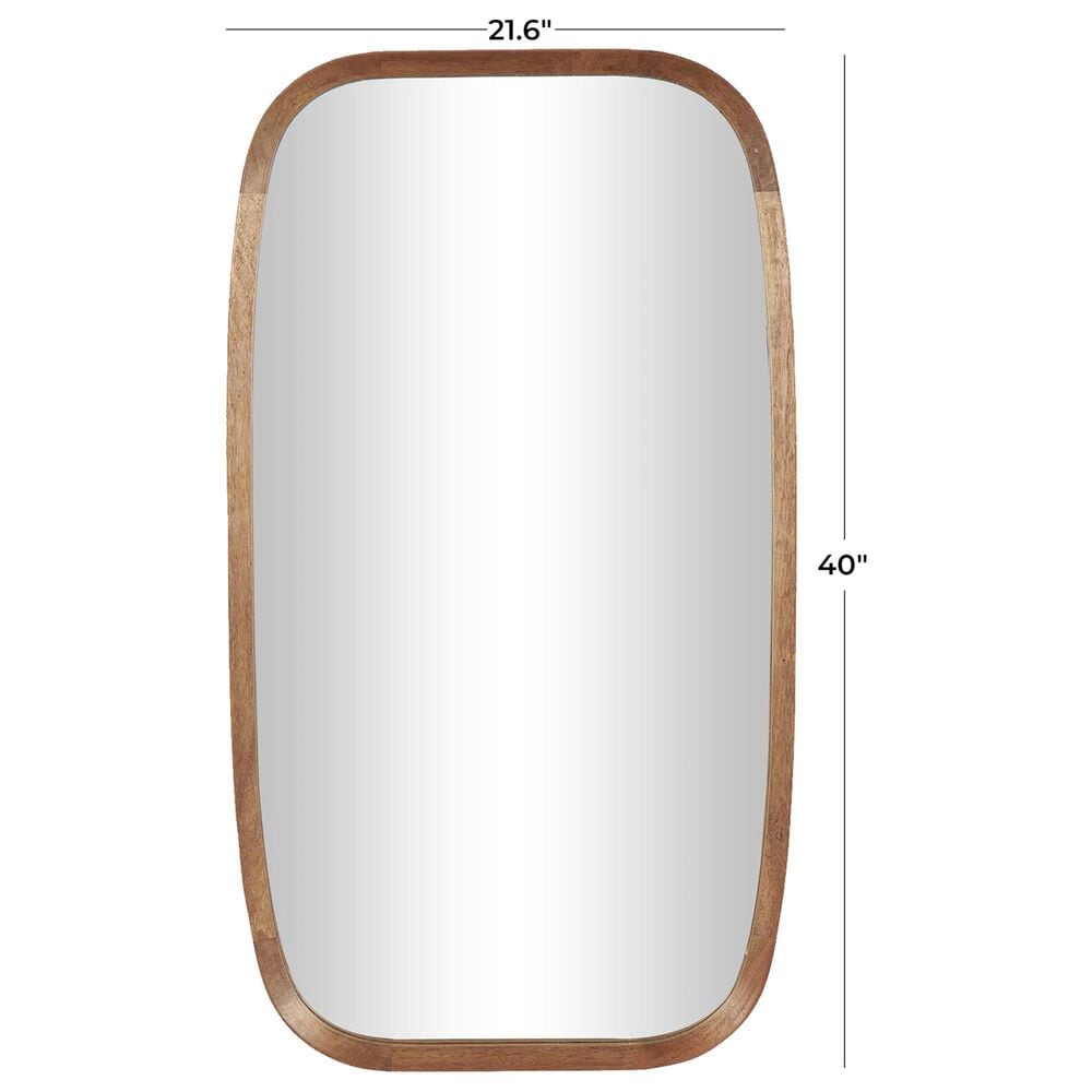 Maple and Jade Modern Wood Wall Mirror in Brown, , large