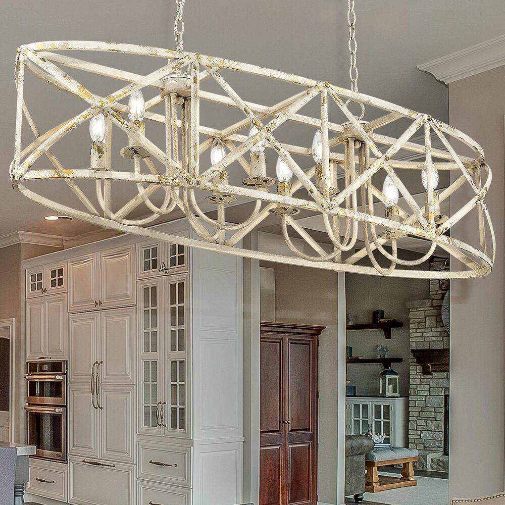 Golden Lighting Alcott 8-Light Linear Pendant in Antique Ivory and Gold, , large