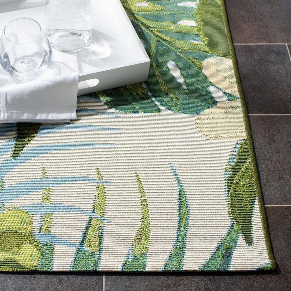 Safavieh Barbados Tropical Floral 8&#39; x 10&#39;5&quot; Green and Pink Indoor/Outdoor Area Rug, , large