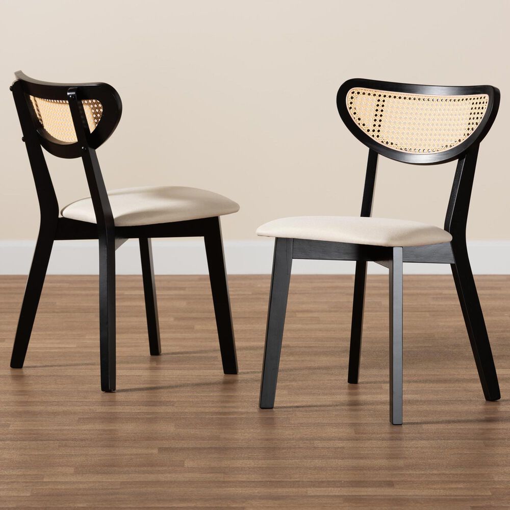 Baxton Studio Dannell Side Chair in Black and Light Brown (Set of 2), , large