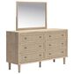 Ashley Cielden 6-Drawer Dresser and Mirror in Tan, , large