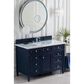 James Martin Vanities Brittany 48" Single Bathroom Vanity in Victory Blue with 3 cm Carrara White Marble Top and Rectangle Sink, , large