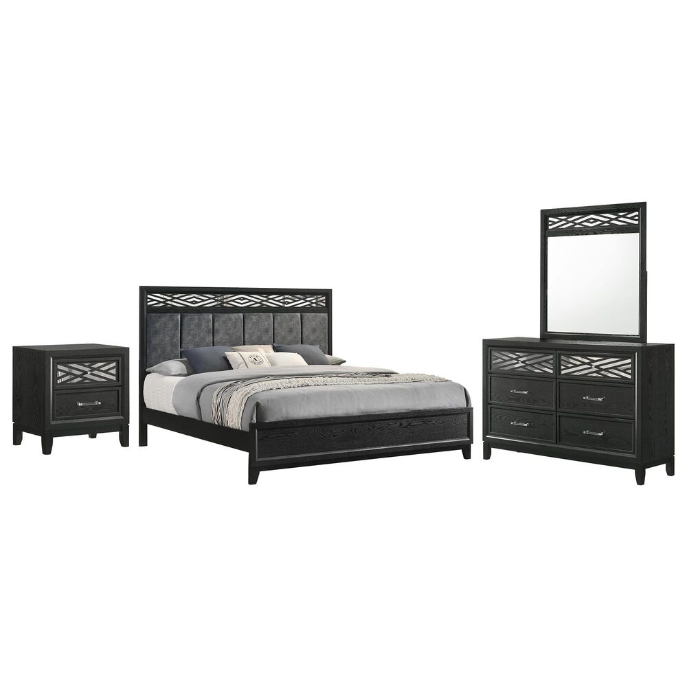 New Heritage Design Obsidian 4-Piece King Bedroom Set in Black, , large