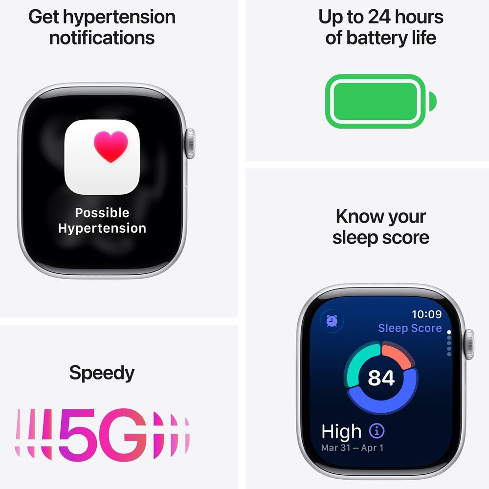 Apple Watch Series 11 (GPS+Cellular) 42mm Aluminum Case with Black Sport Band - M/L in Space Gray and 2-Year AppleCare+, , large