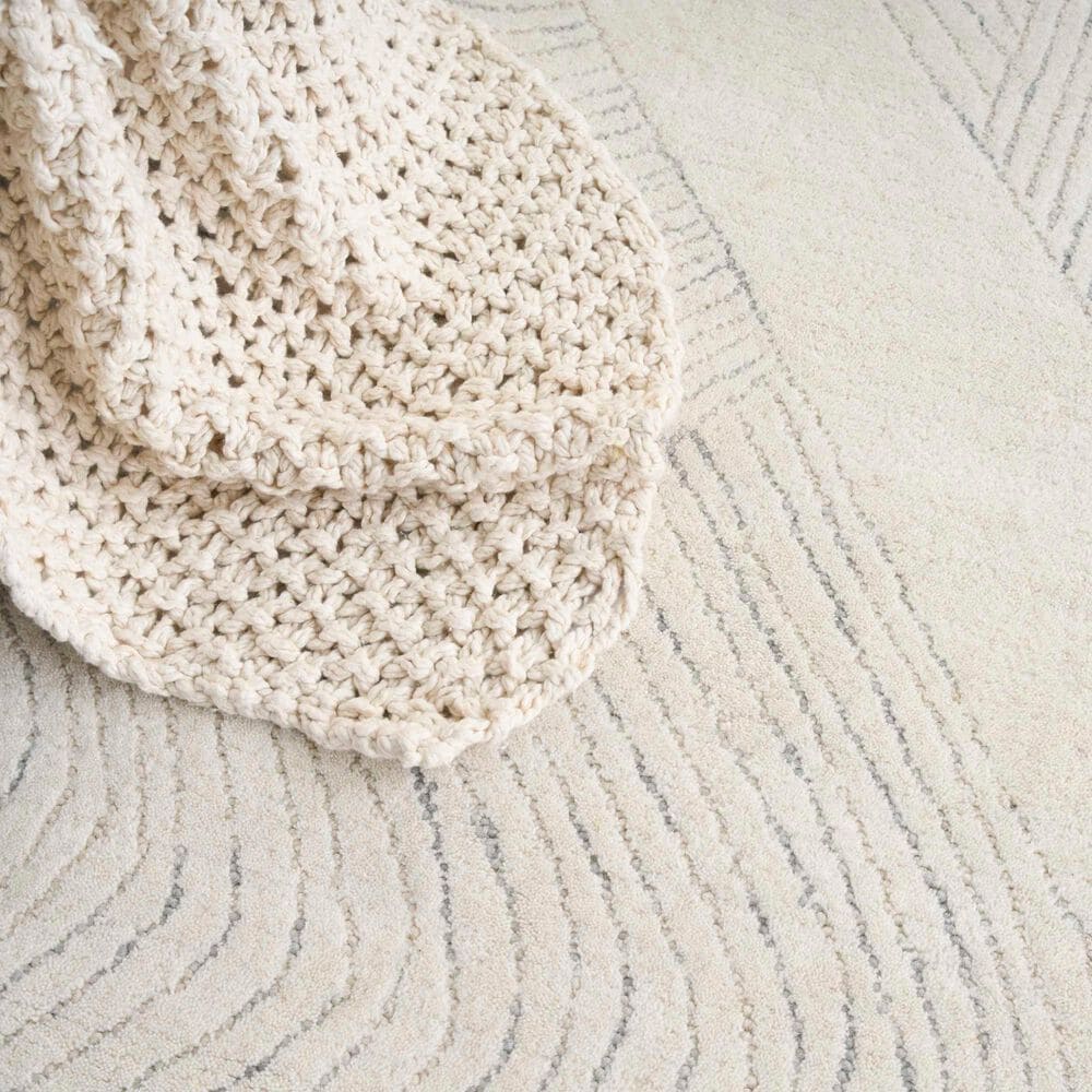 Nourison Pure Patterns Ivory and Grey 5&#39;3&quot; x 7&#39;3&quot; Area Rug, , large