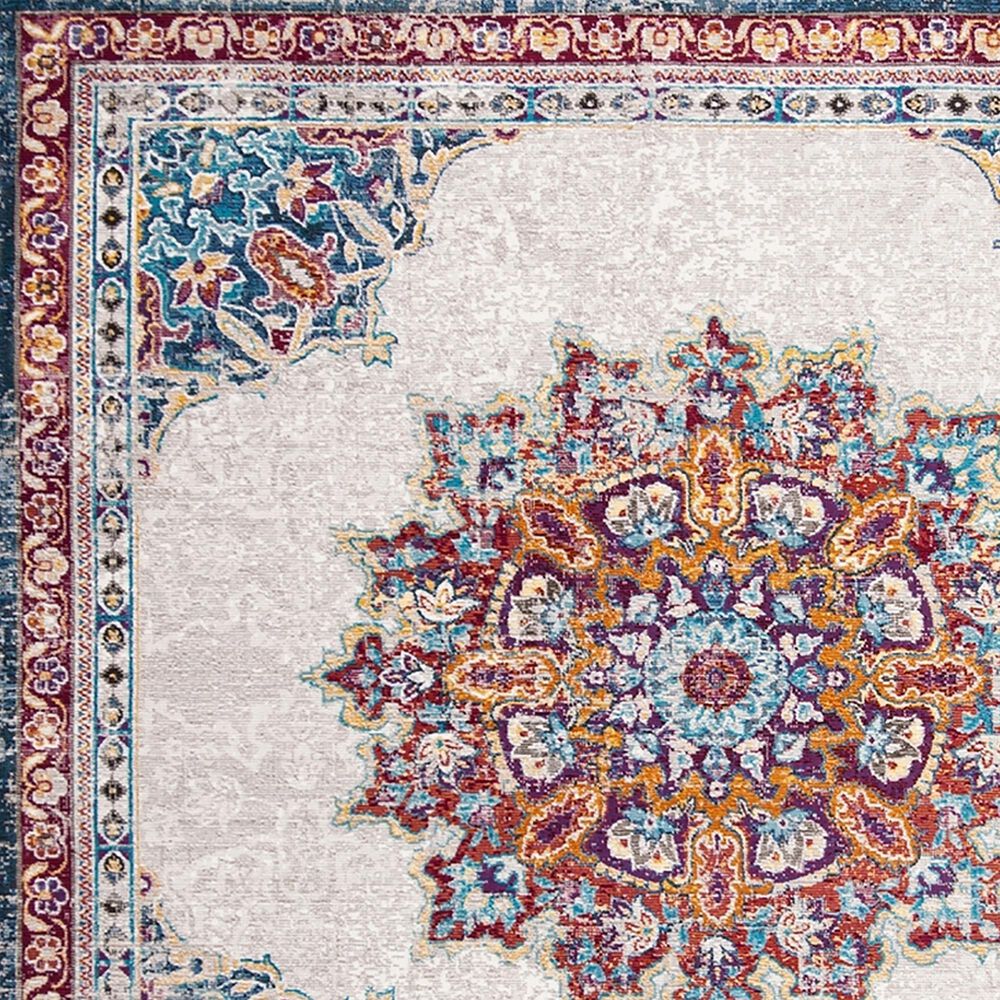 Safavieh Aria Oriental 2&#39; x 8&#39; Ivory and Navy Runner, , large