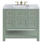 James Martin Vanities Breckenridge 36" Single Bathroom Vanity in Smokey Celadon with 3 cm Carrara White Marble Top and Rectangular Sink, , large