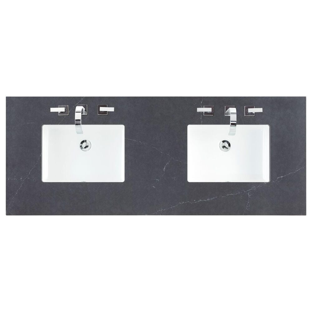James Martin Vanities Lorelai 60&quot; Double Vanity in Light Natural Oak with 3 cm Charcoal Soapstone Quartz Top, , large