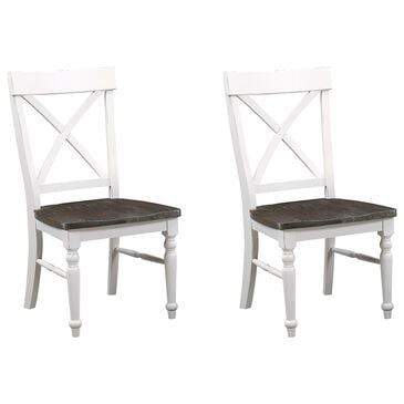 Emerald Home Furnishings Mountain Retreat Side Chair in Dark Mocha and Antique White (Set of 2), , large
