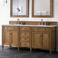 James Martin Vanities Brittany 72" Double Bathroom Vanity in Saddle Brown with 3 cm Eternal Jasmine Pearl Quartz Top and Rectangular Sink, , large