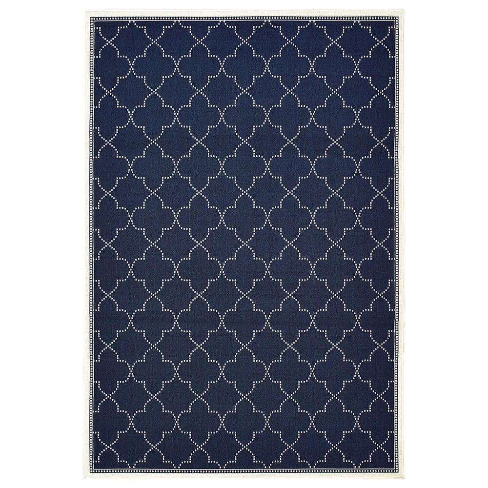 Oriental Weavers Marina 6025P 7"10" x 10"10" Navy and Ivory Area Rug, , large