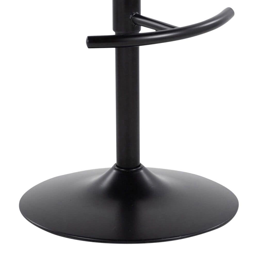 LumiSource Grotto Adjustable Bar Stool with White Faux Leather Upholstery in Black (Set of 2), , large