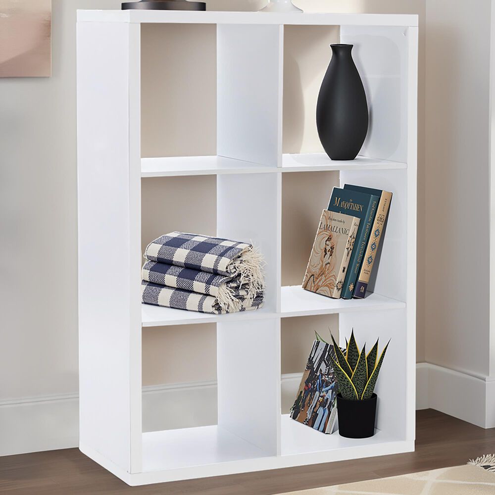 Linon Home Decor Galli 6-Shelf Bookcase in White, , large