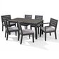 Hearth and Haven 7-Piece Outdoor Expandable Dining Set with Light Grey Cushions in Dark Grey, , large