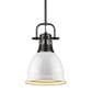 Golden Lighting Duncan Small Pendant in White with Rod in Matte Black, , large