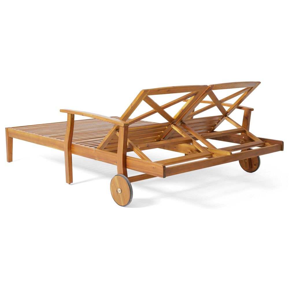 Hearth and Haven Perla Outdoor Double Chaise Lounge with Cushion in Teak, , large