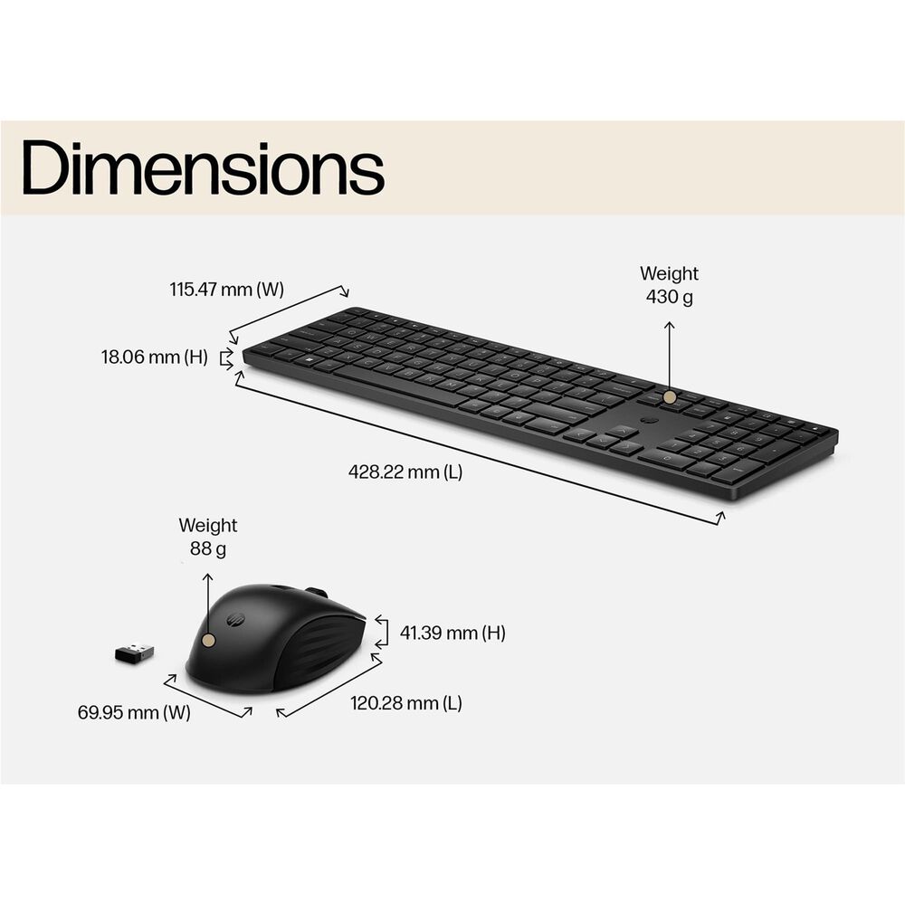 HP 650 Wireless Keyboard and Mouse Combo in Black, , large