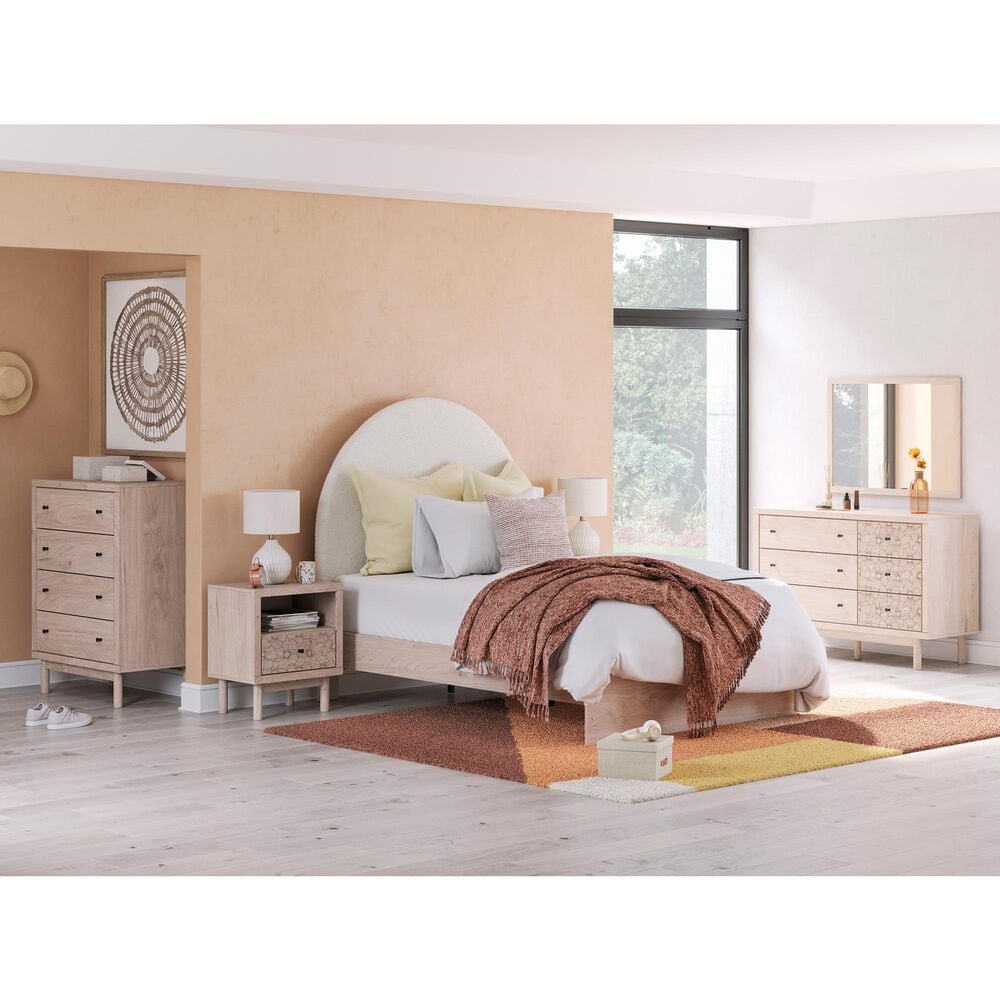 Ashley Arloster Full Upholstered Panel Bed in Tan/White, , large