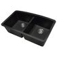 MS International 32.5" 50/50 Undermount Double Bowl Kitchen Sink in Matte Black, , large