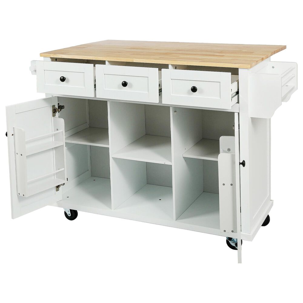HOMLUX 53" Kitchen Island with Drop-Leaf in White, , large