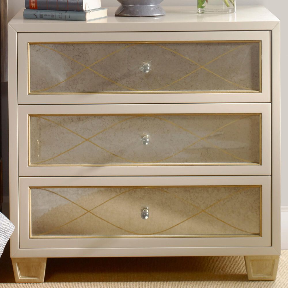 Century Avery 3-Drawer Nightstand in Pale, Neutral and Gold, , large