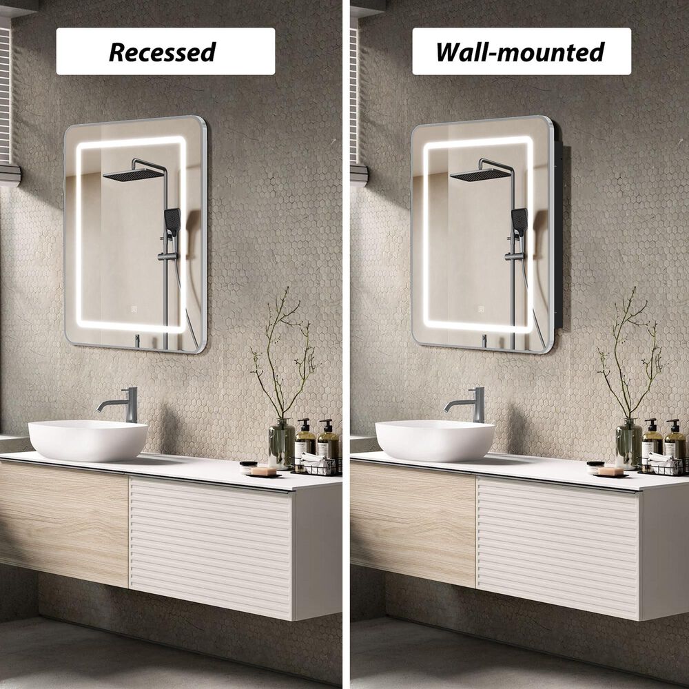 HOMLUX 16" x 24" Bathroom Medicine Cabinet with Mirror in Silver, , large