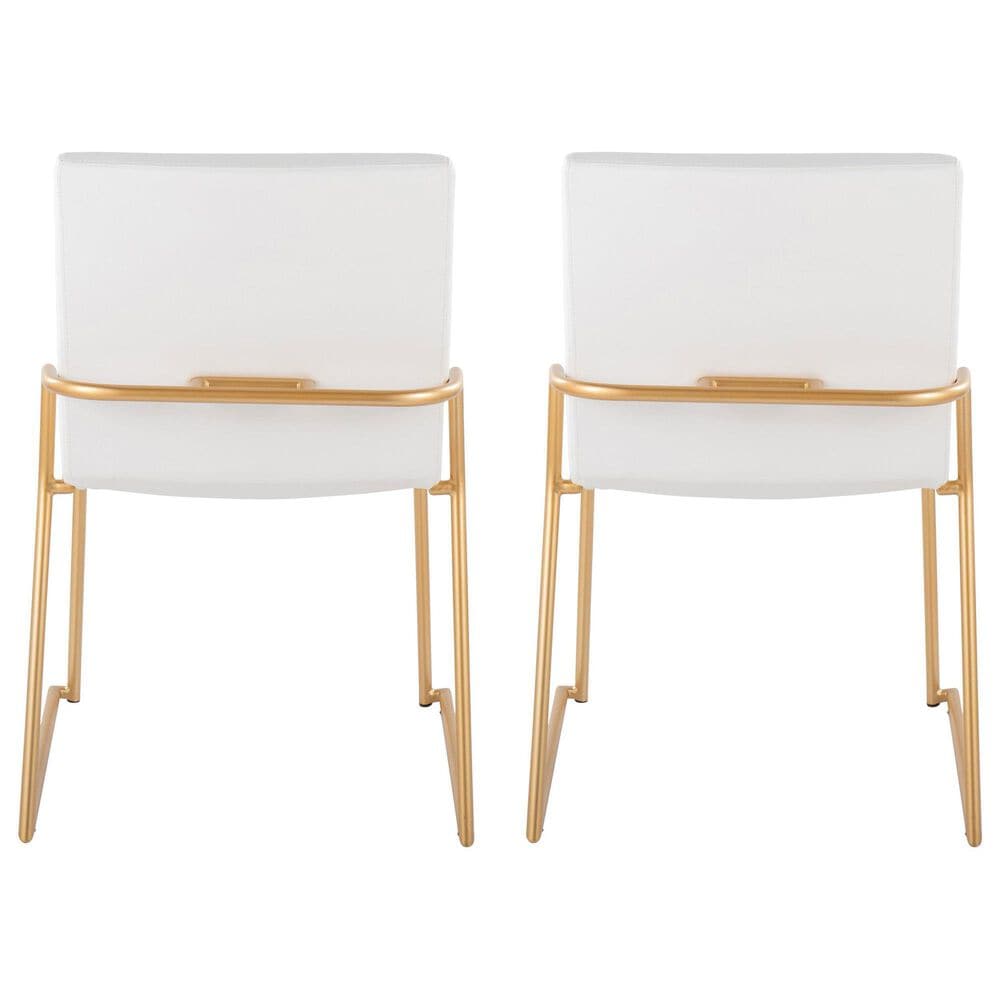 LumiSource Dutchess Side Chair with White Faux Leather Cushion in Gold (Set of 2), , large